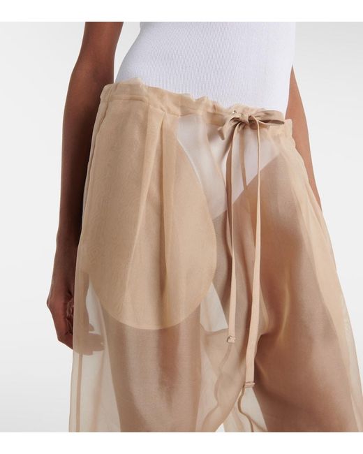 Khaite Natural Trenton Silk Organza Wide-Leg Pants