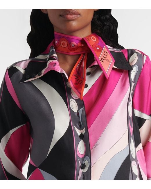 Emilio Pucci Red Iride Silk Twill Scarf