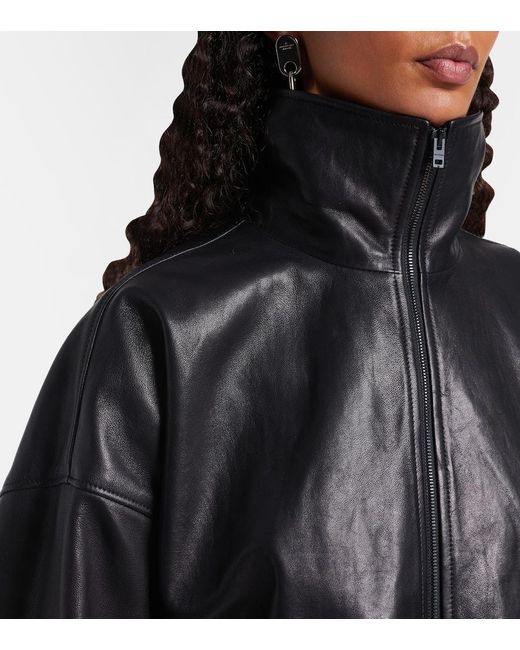 Acne Black Logo Leather Jacket