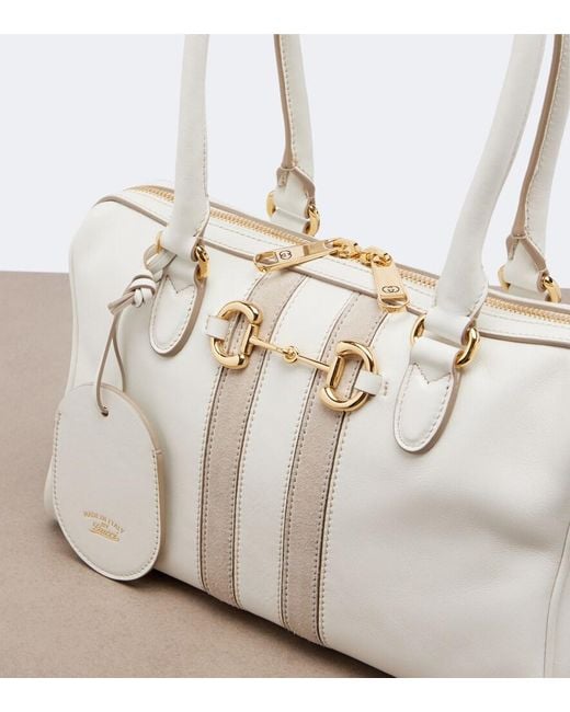 Gucci White Borsetto Small Leather Bowling Bag