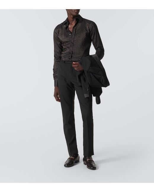 Tom Ford Black Pinstripe Silk Shirt for men