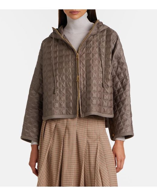 Moncler Brown Quilted Hooded Jacket