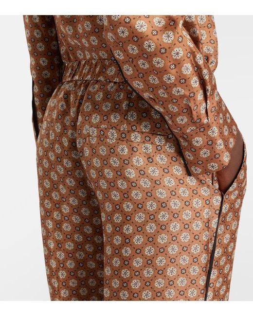 Dorothee Schumacher Brown Graphic Dreams Printed Silk Twill Palazzo Pants
