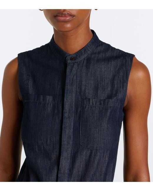 Max Mara Blue Wide-Leg Denim Jumpsuit
