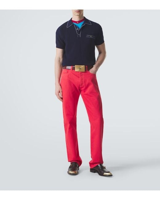 Polo De Algodon Versace de hombre de color Blue