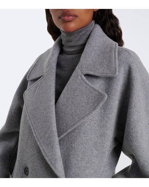 Totême  Gray Wool And Cashmere-Blend Peacoat