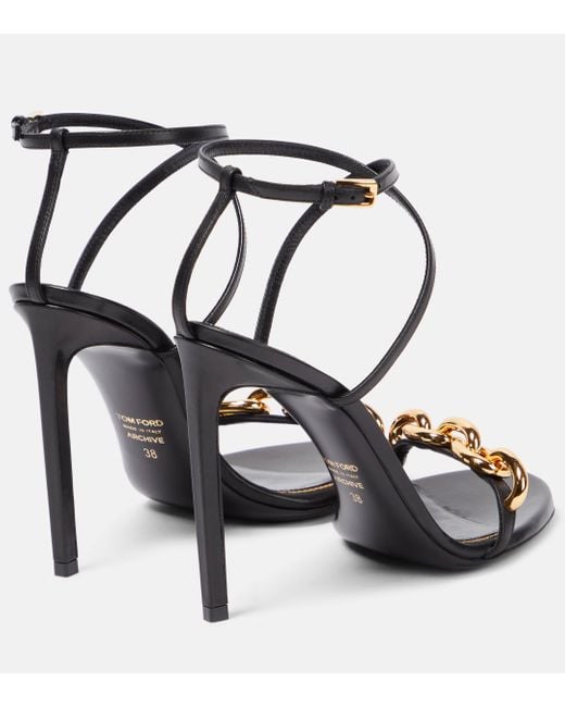 Tom Ford Black Chain Leather Sandals