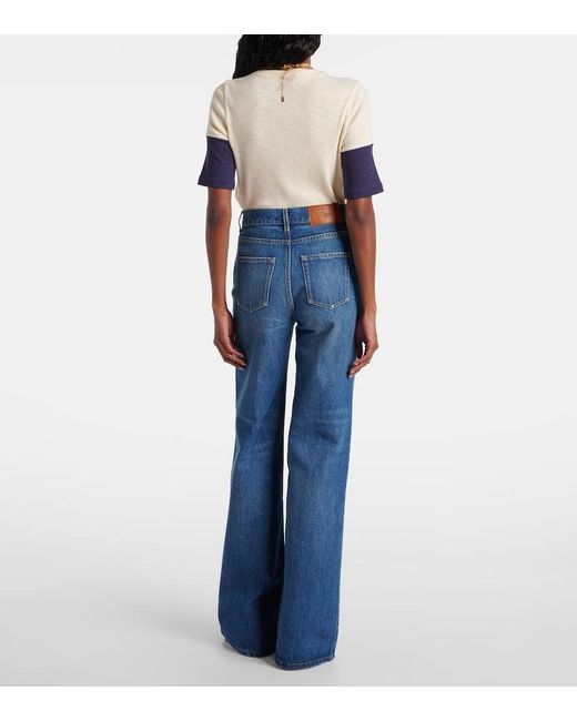 Jeans Flared A Vita Alta di Chloé in Blue