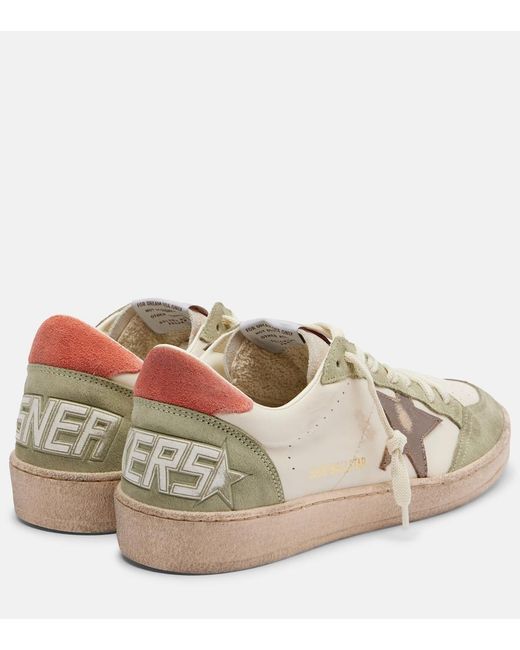 Golden Goose Deluxe Brand Metallic Ball Star Suede-Trimmed Leather Sneakers