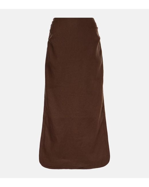 Sir Brown Jerry Linen Midi Skirt