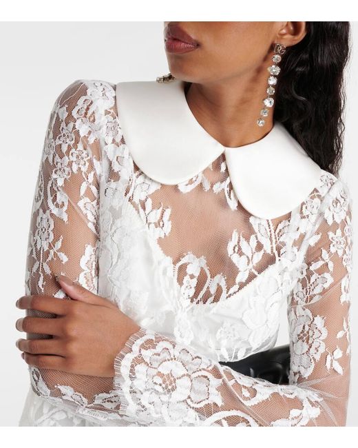 Vestido corto de encaje chantilly Dolce & Gabbana de color White