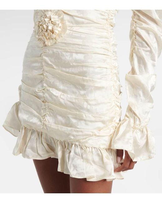 ROTATE BIRGER CHRISTENSEN Natural Bridal Ruched Silk Satin Minidress
