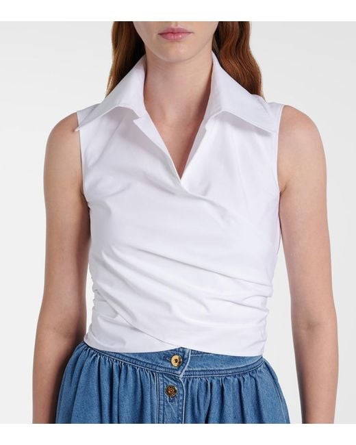 Patou White Cutout Cotton Top