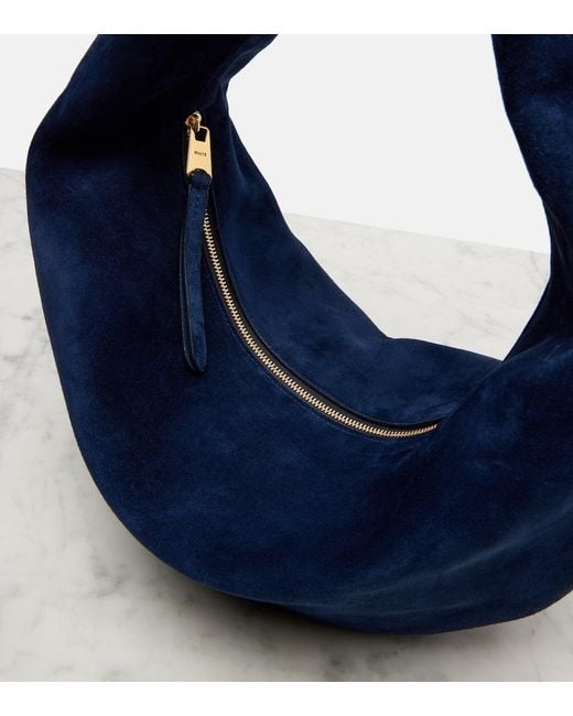 Khaite Blue Olivia Medium Suede Shoulder Bag