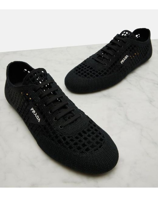 Prada Black Collapse Crochet Sneakers