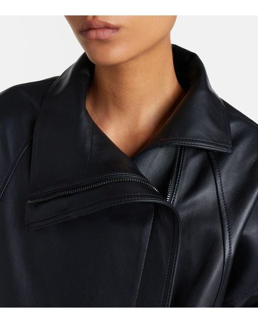 Vince Black Leather Bomber Jacket