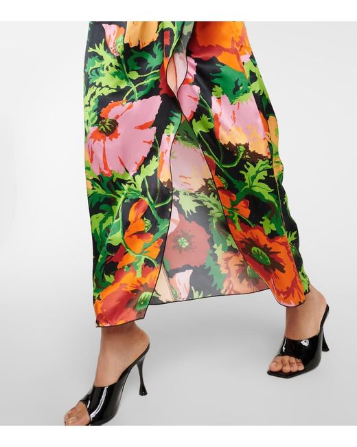 LaDoubleJ Multicolor Penny Floral Satin Maxi Dress