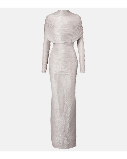 Marmar Halim Gray Ruched Gown