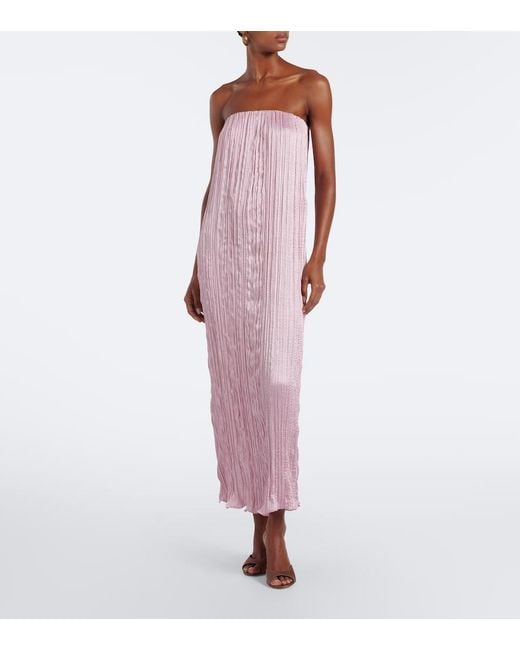 Posse Pink Esme Scarf-Detail Satin Maxi Dress