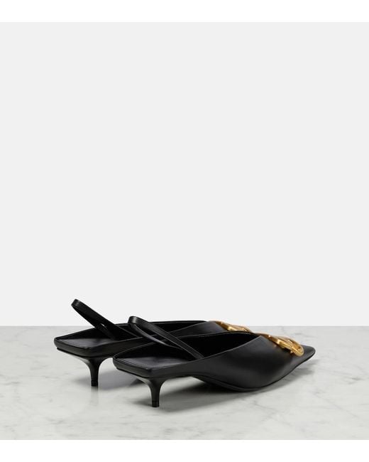 Balenciaga Black Square Knife Bb Slingback Mules