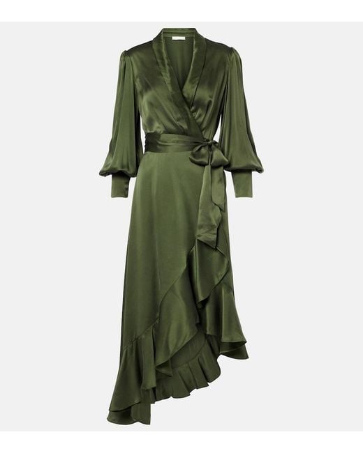 zimmermann silk wrap dress green Zimmermann Silk Wrap Dress Green Zimmermann Silk Wrap Mini Dress Clover (Size 8/12) Goldie's