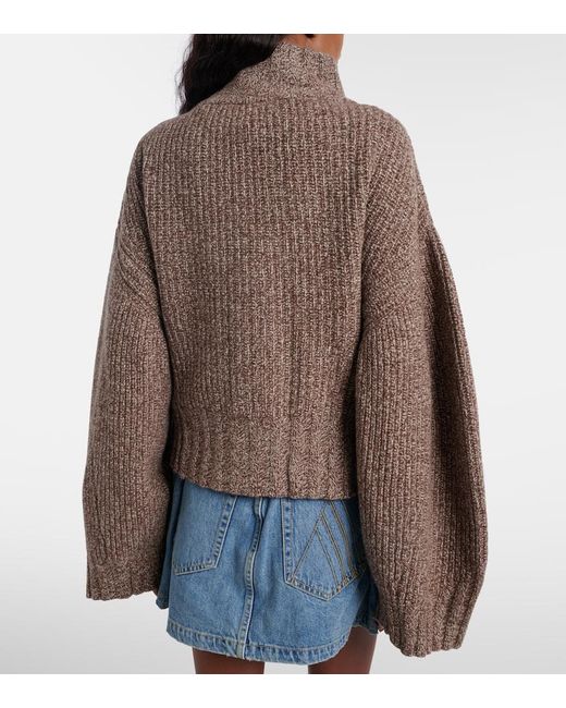 The Attico Brown Embroidered Wool And Cashmere Cardigan