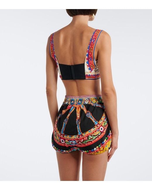 Dolce & Gabbana Pink Carretto Silk-Blend Crop Top