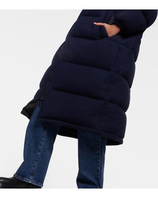Yves Salomon Blue Daunenmantel Aus Wolle Und Kaschmir