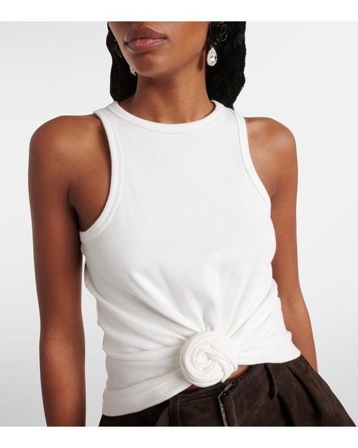 Magda Butrym White Gathered Cotton-Blend Tank Top