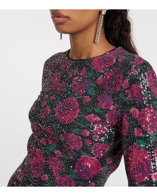 ROTATE BIRGER CHRISTENSEN Purple Sequin-embellished Open-back Recycled-polyester Mini Dress