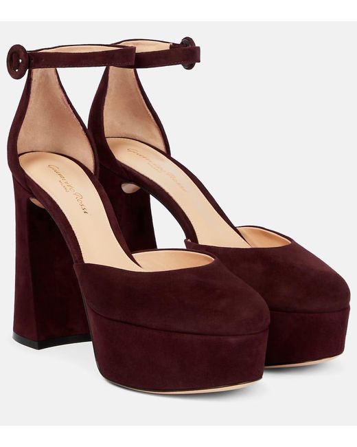 Gianvito Rossi Red Holly D'orsay Suede Pumps