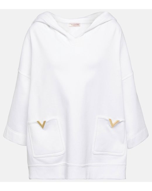 Valentino White Vgold Cotton-blend Jersey Hoodie