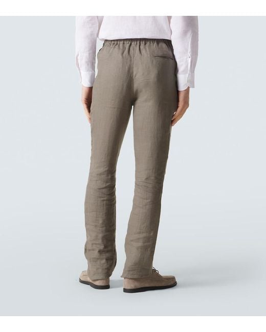 Kiton Gray Linen Slim Pants for men