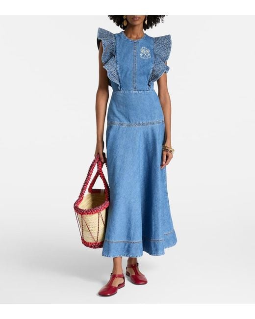 ALÉMAIS Blue Maxikleid Stephi Aus Denim