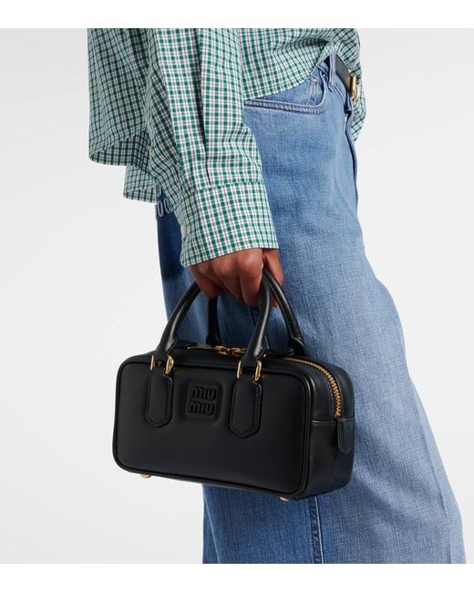 Miu Miu Black Arcadie Leather Tote Bag