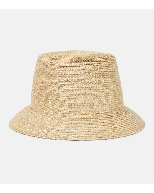 Sombrero de pescador de paja Saint Laurent de color Natural