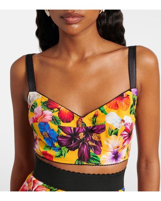 Dolce & Gabbana Multicolor Floral Silk-Blend Crop Top