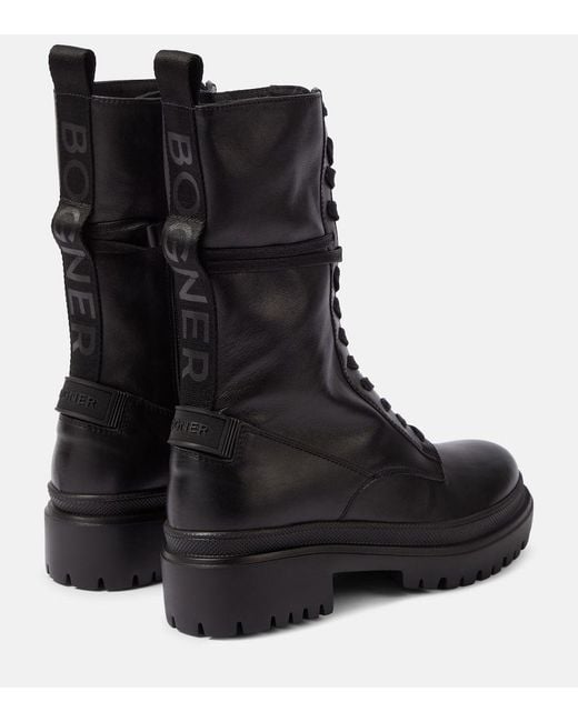 Bogner Black Chesa Alpina Leather Combat Boots