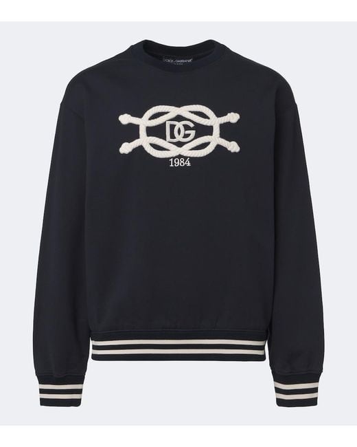Dolce & Gabbana Black Logo Embroidered Sweatshirt for men