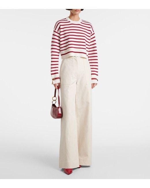 Max Mara Red Dorotea Striped Virgin Wool Sweater