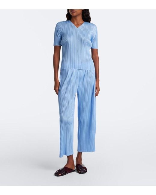 Pleats Please Issey Miyake Blue Monthly Colors: August Pleated Wide-Leg Pants