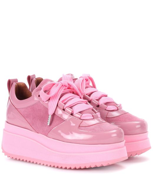 Ganni Pink Edel Suede Platform Sneakers