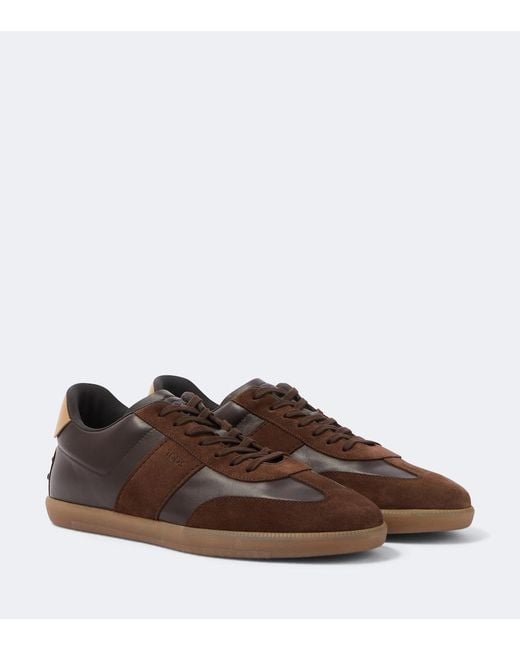 Tod's Brown Leather And Suede Sneakers for men