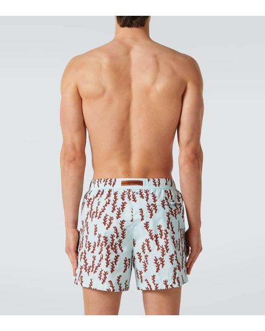 Zegna White Printed Swim Trunks for men