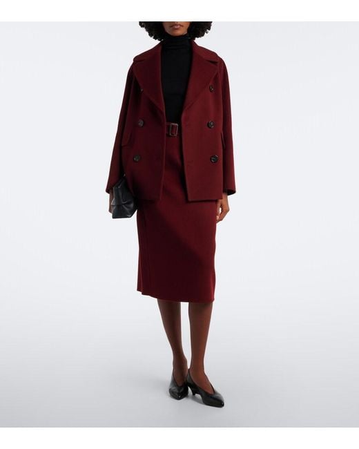 Max Mara Purple Virgin Wool Peacoat