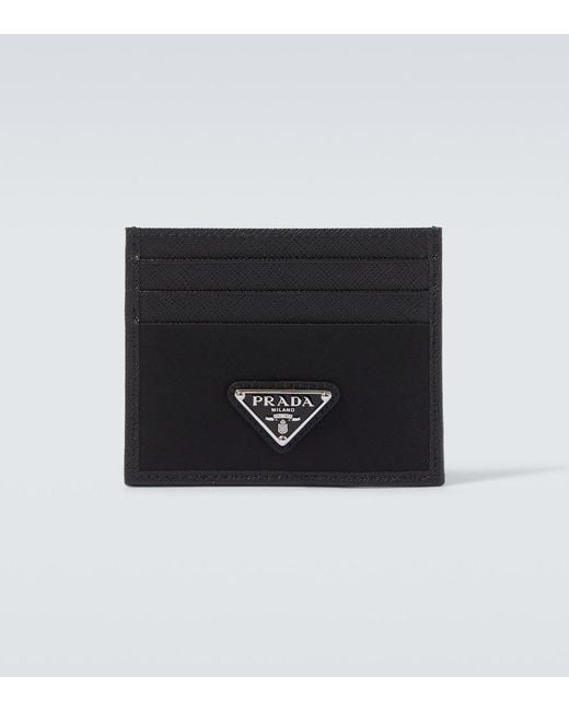 Prada Black Re-Nylon And Saffiano Leather Card Holder for men