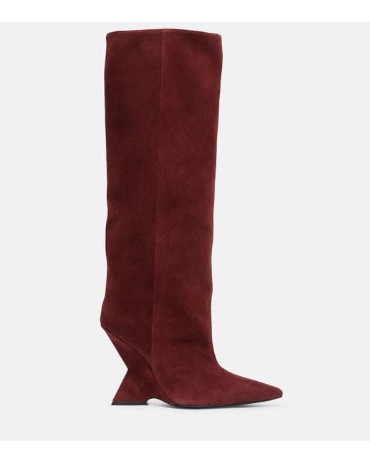The Attico Red Cheope 105 Suede Knee-High Boots