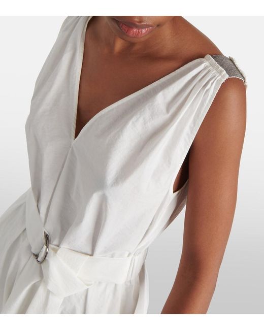 Brunello Cucinelli White Pleated Maxi Dress