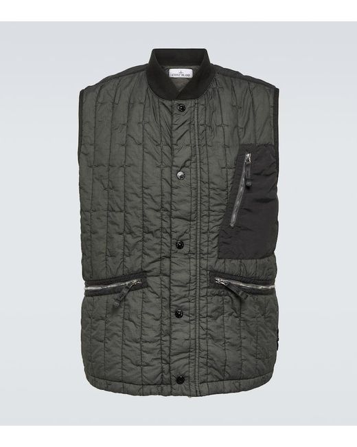 Stone Island Gray Compass Quilted Vest for men