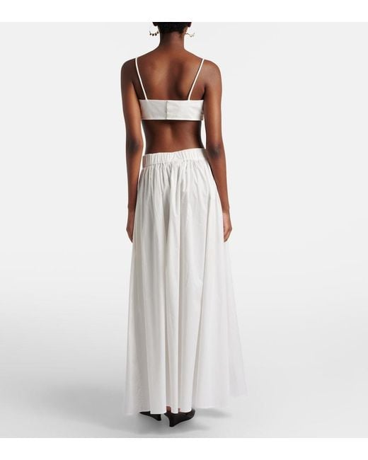 Adriana Degreas White Cotton Maxi Skirt